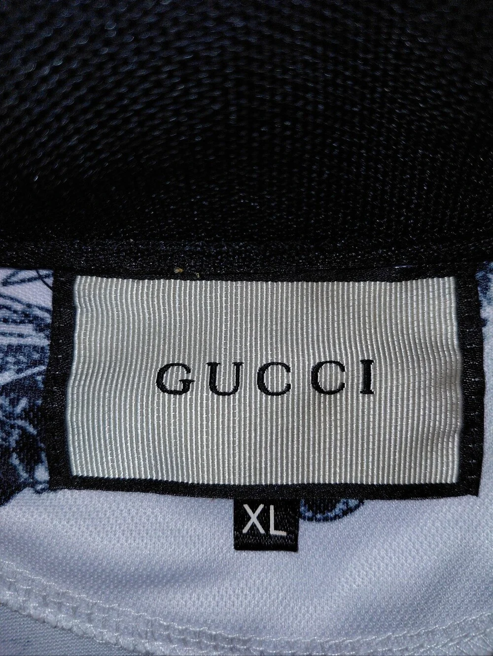 Gucci White and Black Graphic Print Polo